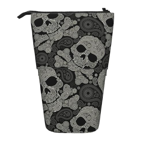 WSHFFILO Teleskop-Stifttasche mit Totenkopf-Motiv, erweiterbar von WSHFFILO