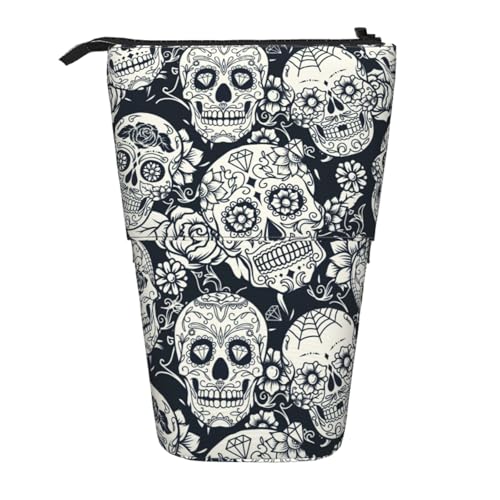 WSHFFILO Teleskop-Stifttasche mit Totenkopf-Motiv, erweiterbar von WSHFFILO