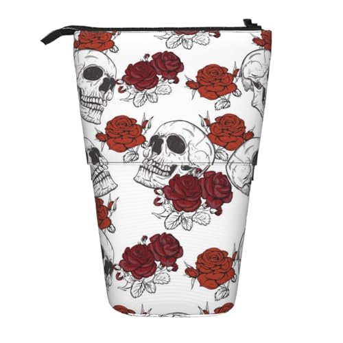WSHFFILO Teleskop-Stifttasche mit Totenkopf-Motiv, erweiterbar von WSHFFILO