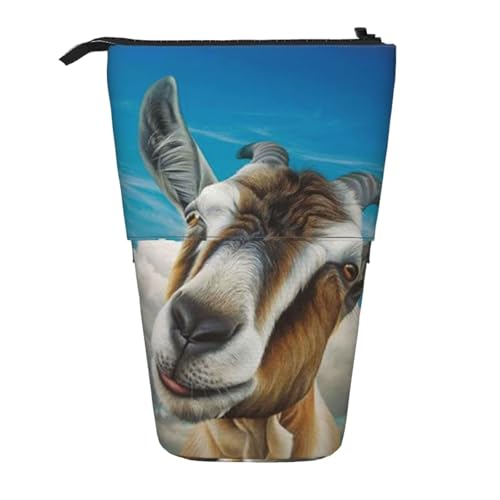 WSHFFILO Teleskop-Stifttasche mit blauem Ziegenaufdruck, erweiterbar von WSHFFILO