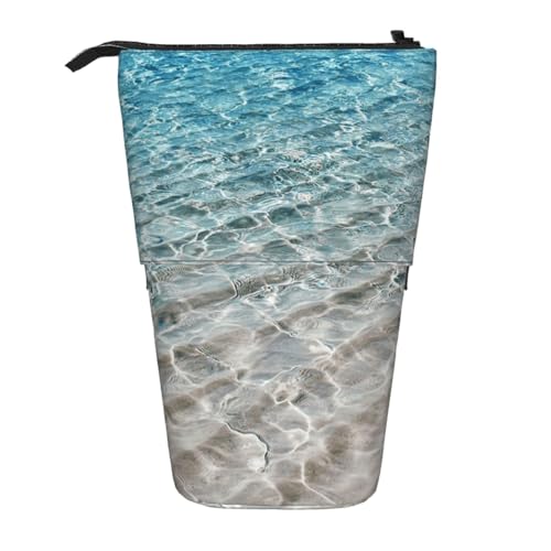 WSHFFILO Teleskop-Stifttasche mit klarem Meerwasser-Aufdruck, erweiterbar von WSHFFILO