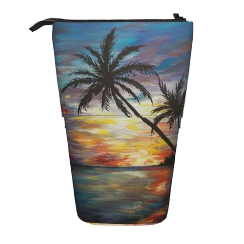 WSHFFILO Teleskop-Stifttasche mit tropischem Sonnenuntergang, erweiterbar von WSHFFILO