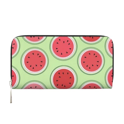WSHFFILO Watermelon Green Printed Leather Hand Wallet Long Clutch Leather Wallet, Schwarz , Einheitsgröße von WSHFFILO