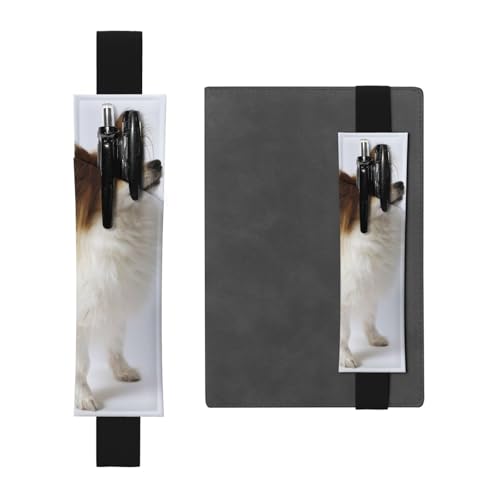 WSHFFILO Weißes Papillon bedrucktes Leder-Stifthalter, Lesezeichen, Federmäppchen, Schwarz , Einheitsgröße, Münztasche von WSHFFILO