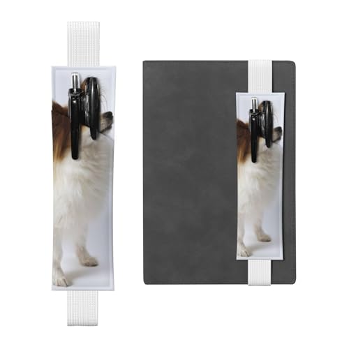 WSHFFILO Weißes Papillon bedrucktes Leder-Stifthalter, Lesezeichen, Federmäppchen, weiß, Einheitsgröße, Münztasche von WSHFFILO