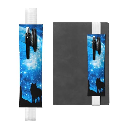 WSHFFILO Wolfs bedrucktes Leder-Stifthalter-Lesezeichen-Federmäppchen, weiß, Einheitsgröße, Münztasche von WSHFFILO