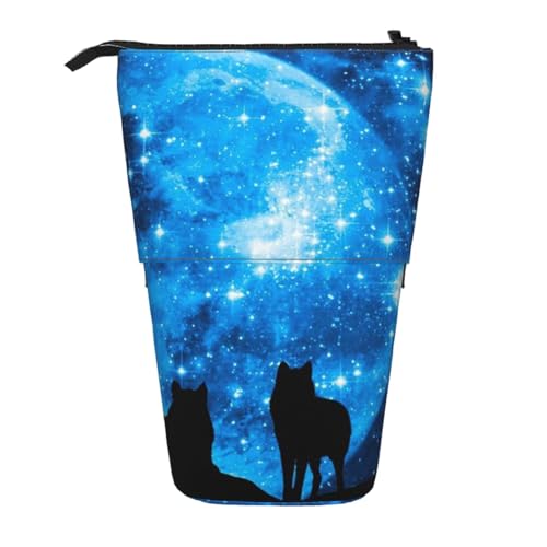 WSHFFILO Wolfs bedrucktes Teleskop-Stiftetui, erweiterbar von WSHFFILO