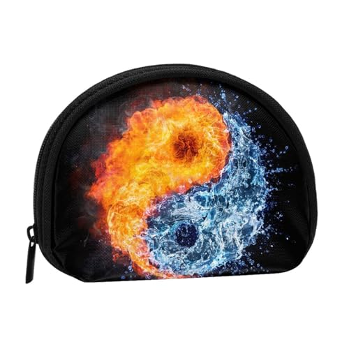 WSHFFILO Yin Yang Fire Water Printed Shell Storage Bag Mini Coin Organizer, Schwarz , Einheitsgröße von WSHFFILO