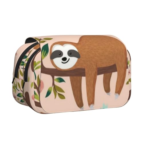 WSHFFILO You are Awesome Federmäppchen mit Faultier-Motiv, doppeltes Klappetui, Federmäppchen, tragbare Schreibwaren-Tasche, Schwarz , Einheitsgröße, Münztasche von WSHFFILO