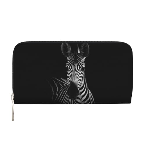 WSHFFILO Zebra Printed Leather Hand Wallet Long Clutch Leather Wallet, Schwarz , Einheitsgröße von WSHFFILO