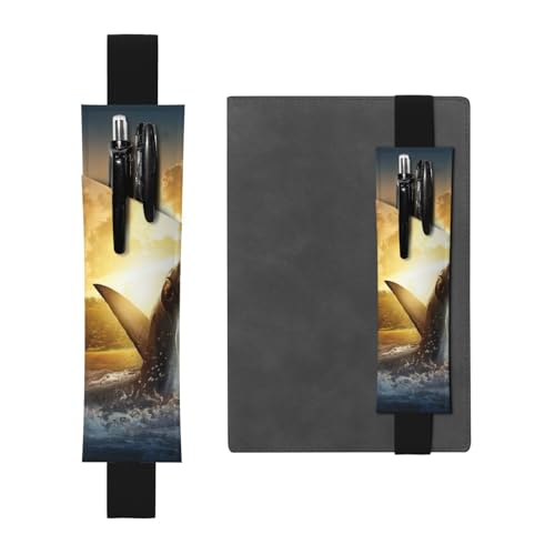 WSHFFILO at Dusk Hai bedruckter Leder-Stifthalter Lesezeichen Federmäppchen, Schwarz , Einheitsgröße, Münztasche von WSHFFILO