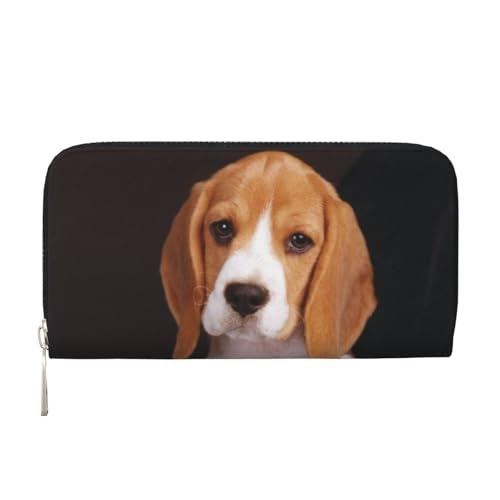 WSHFFILO ovely Pet Dog Beagle Printed Leather Hand Wallet Long Clutch Leather Wallet, Schwarz , Einheitsgröße von WSHFFILO