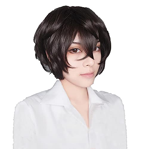 Bungo Stray Dogs Cosplay Wigs Dazai Osamu Wig Short Brown Curly Hair Heat Resistant Cosplay Anime Wigs + Wig Cap von WSJDE