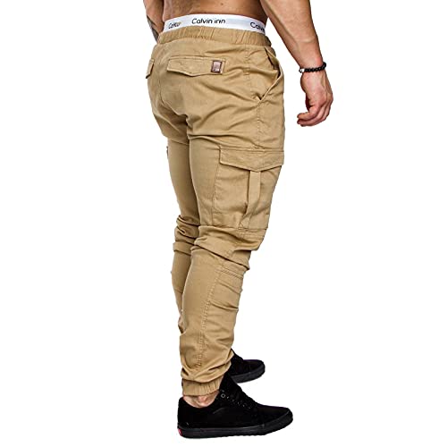 WSKMHK Hosenanzug Große Größen Jogginghose Mit Elastischer Taille Und Kordelzug In Übergröße, Cargo Hosen Herren 2024 Beige 3XL von WSKMHK