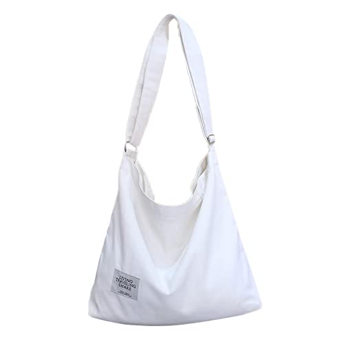 Damen-Handtasche, Segeltuch, groß, Baumwolle, Einkaufstasche für den täglichen Gebrauch, Weiss/opulenter Garten, L von WSLCN
