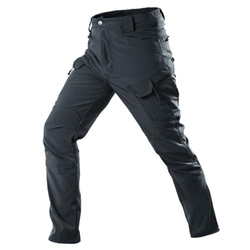 Herren Winter wasserdichte Wanderhose Softshell Fleece gefüttert Schnee Ski Cargo Hose Grau L von WSLCN