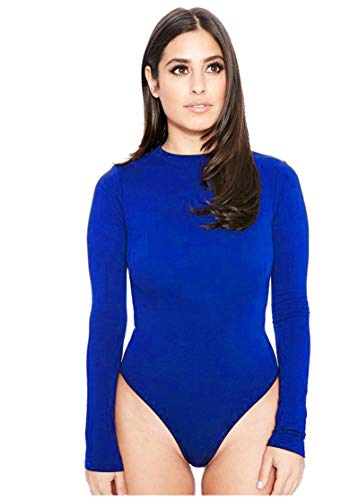 WSLCN Damen Bodys Basic Bodysuit Klassik Langarm Unifarben Mehr Farbwahl groß Größe A Blau Asie S von WSLCN