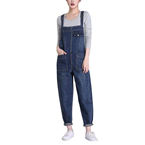 WSLCN Damen Latzhose Locker Hose Große Größen Lang Freizeithose Jeanshose Lässige Blau 6XL von WSLCN