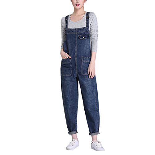 WSLCN Damen Latzhose Locker Hose Große Größen Lang Freizeithose Jeanshose Lässige Blau M von WSLCN