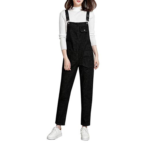 WSLCN Damen Latzhose Locker Hose Große Größen Lang Freizeithose Jeanshose Lässige Schwarz L von WSLCN