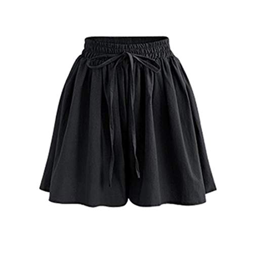 WSLCN Damen Mädchen Shorts Sommer Strandshorts Freizeit Baggy Casual Lose Kurz Schwarz 25 von WSLCN