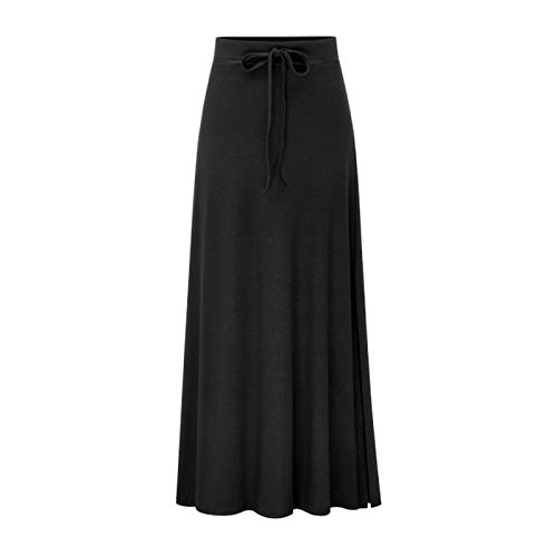 WSLCN Damen Rock Einfarbig Bleistiftrock Maxi Rock Strickrock Seite Schlitz High Slit Skirt Große Größe Schwarz (Asie L) Für 52.5-57.5kg von WSLCN