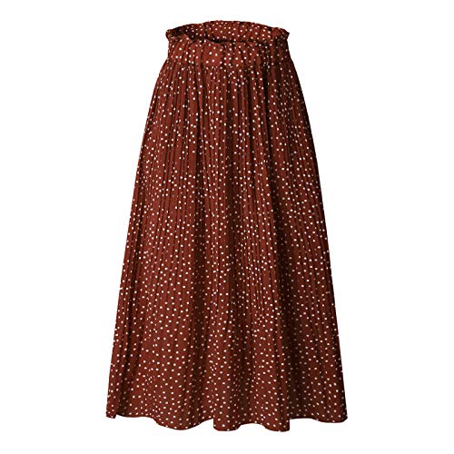 WSLCN Damen Sommer Midi Rock Vintage Elegant Faltenrock Plissee Skirt Strandrock Kaffee Polka Dot L : Taille 76-90cm WSLCN Damen Sommer Midi Rock Vintage Elegant Faltenrock Plissee Skirt Strandrock Kaffee Polka Dot L : Taille 76-90cm von WSLCN