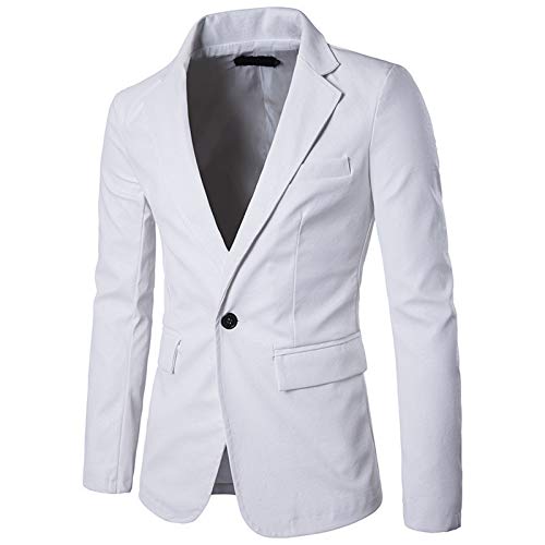 WSLCN Herren Anzugjacken Chic Sakkos PU Leder Blazer Slim Fit Casual Lässige Weiß Asie XXL von WSLCN