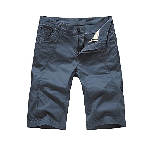 WSLCN Herren Bermuda Arbeitsshorts Reißverschluss Hosenschlitz Sommer Baumwolle Cargo Knielang halbe Hose, blau, 33W Regulär von WSLCN