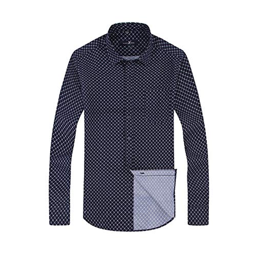 WSLCN Herren Hemd Businesshemd Freizeithemd Langarm Shirts Bügelfreies Regular Fit 1 Kariert Blau EU 3XL/4XL =Label Asie 44 von WSLCN