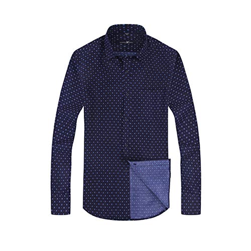 WSLCN Herren Hemd Businesshemd Freizeithemd Langarm Shirts Bügelfreies Regular Fit 5 Gepunktet Blau EU 3XL/4XL =Label Asie 44 von WSLCN