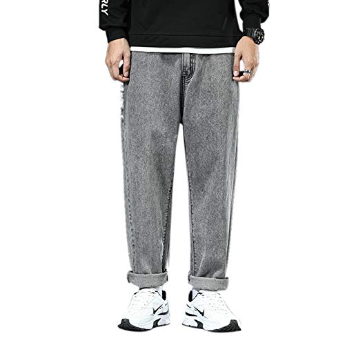 WSLCN Herren Jungen Jeanshose Locker Baggy Pumphose Lange Hosen Lässige Jeans Bundfalten Groß Größen Grau Blau C 26 von WSLCN