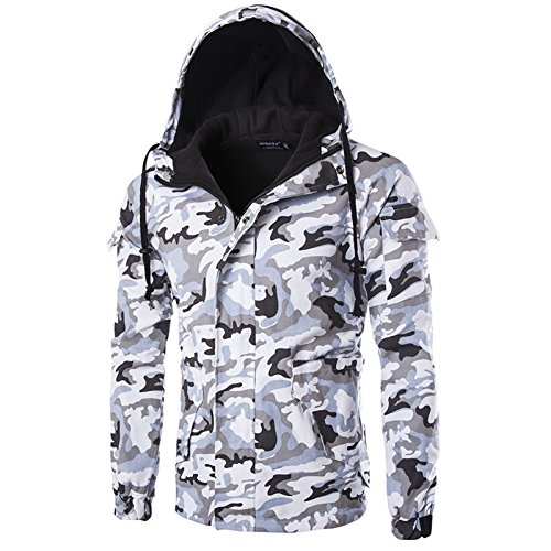 WSLCN Herren Mischfarbe Kapuzenjacken Herbst Winter Outdoors Freizeitmantel Warm Camouflage Hoodies Tops Schwarz Weiß Camouflage Large von WSLCN