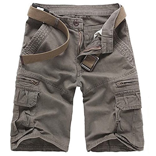 WSLCN Herren Sommer Lässig Freizeit Cargo Shorts Hellgrau 38W von WSLCN