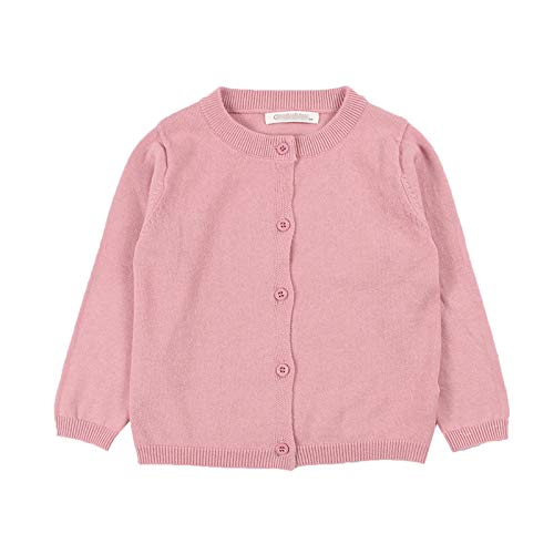 WSLCN Kinder Strickjacke für Mädchen Jungen Basic Cardigan Übergangsjacke Stricken A Pink 4 Jahre Alt(für ca. 110cm) von WSLCN