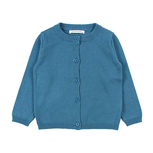 WSLCN Kinder Strickjacke für Mädchen Jungen Basic Cardigan Übergangsjacke Stricken Dunkel Blau 6 Jahre Alt(für ca. 130cm) von WSLCN