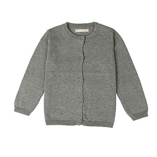 WSLCN Kinder Strickjacke für Mädchen Jungen Basic Cardigan Übergangsjacke Stricken Grau 12-18Monate(für ca. 80cm) von WSLCN