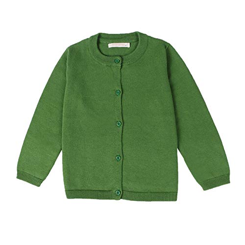 WSLCN Kinder Strickjacke für Mädchen Jungen Basic Cardigan Übergangsjacke Stricken Grün 3 Jahre Alt(für ca. 100cm) von WSLCN