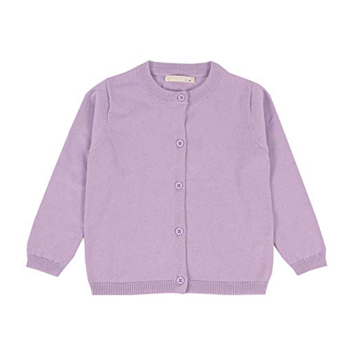 WSLCN Kinder Strickjacke für Mädchen Jungen Basic Cardigan Übergangsjacke Stricken Hell Lila 12-18Monate(für ca. 80cm) von WSLCN