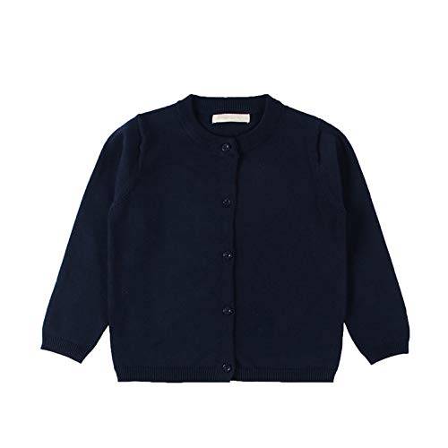 WSLCN Kinder Strickjacke für Mädchen Jungen Basic Cardigan Übergangsjacke Stricken Marine Blau 12-18Monate(für ca. 80cm) von WSLCN