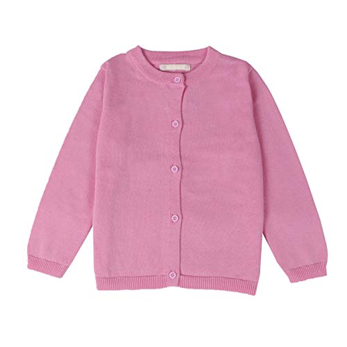 WSLCN Kinder Strickjacke für Mädchen Jungen Basic Cardigan Übergangsjacke Stricken Pink 4 Jahre Alt(für ca. 110cm) von WSLCN