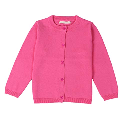 WSLCN Kinder Strickjacke für Mädchen Jungen Basic Cardigan Übergangsjacke Stricken Rosa 18-24Monate(für ca. 90cm) von WSLCN