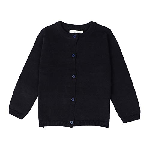 WSLCN Kinder Strickjacke für Mädchen Jungen Basic Cardigan Übergangsjacke Stricken Schwarz 12-18Monate(für ca. 80cm) von WSLCN