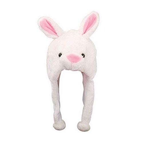 WSLCN Unisex Erwachsene Kinder Plüschhut Tierohrenschützer Wintermütze Hüte Feier Bühnenwerkzeuge Geschenk B Weißes Kaninchen One Size(ab 8 Jahren Alt) von WSLCN