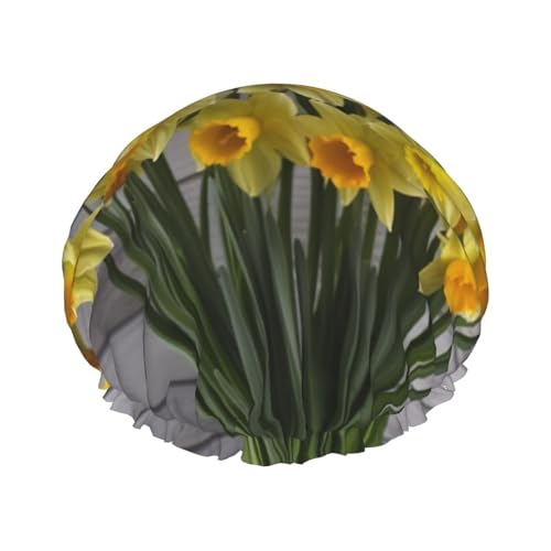 Bouquet of Daffodils Printed Shower Cap for Women Waterproof Bath Caps Reusable Double Layered Shower Hat Bathing Shower Caps for Men Ladies Spa Salon von WSOIHFEC