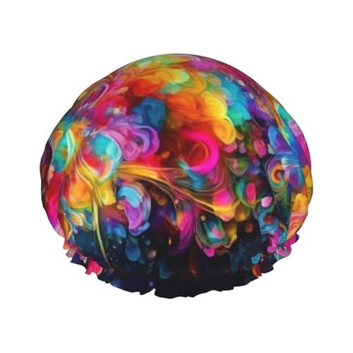 Bright Beautiful Colorful Art Printed Shower Cap for Women Waterproof Bath Caps Reusable Double Layered Shower Hat Bathing Shower Caps for Men Ladies Spa Salon von WSOIHFEC