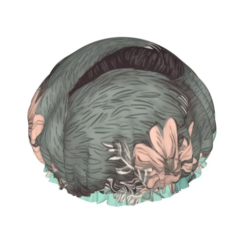 Duschhaube mit Tierfaultier, Minzgrün, bedruckt, wasserdicht, wiederverwendbar, doppellagig, Duschhut, Badehaube, Duschhauben für Herren, Damen, Spa-Salon Duschhaube mit Tierfaultier, Minzgrün, bedruckt, wasserdicht, wiederverwendbar, doppellagig, Duschhut, Badehaube, Duschhauben für Herren, Damen, Spa-Salon von WSOIHFEC