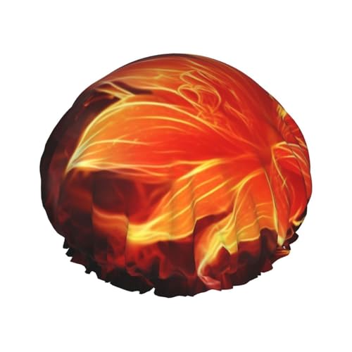 Flaming Fire Flowers Printed Shower Cap for Women Waterproof Bath Caps Reusable Double Layered Shower Hat Bathing Shower Caps for Men Ladies Spa Salon von WSOIHFEC