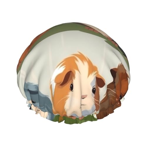 Guinea Pig Illustration Printed Shower Cap for Women Waterproof Bath Caps Reusable Double Layered Shower Hat Bathing Shower Caps for Men Ladies Spa Salon von WSOIHFEC