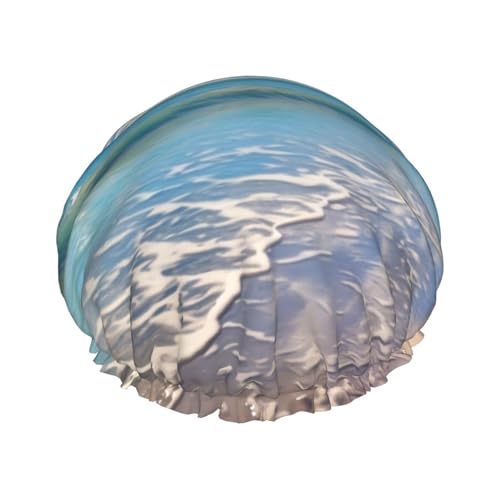 Schöne Wolke Strand bedruckte Duschhaube für Frauen, wasserdichte Badekappen, wiederverwendbar, doppellagig, Duschhut, Badeduschhauben für Männer und Damen, Spa-Salon Schöne Wolke Strand bedruckte Duschhaube für Frauen, wasserdichte Badekappen, wiederverwendbar, doppellagig, Duschhut, Badeduschhauben für Männer und Damen, Spa-Salon von WSOIHFEC